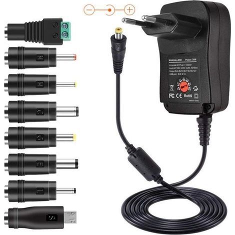 Adaptateur secteur universel 30W 3V / 4.5V / 5V / 6V / 7.5V / 9V / 12V Convertisseur de chargeur multi-tension - EU (1/3)