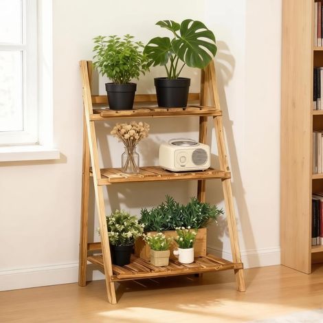 Étagère de rangement pliable, étagère d'exposition, support à fleurs en forme d'échelle (1/4)