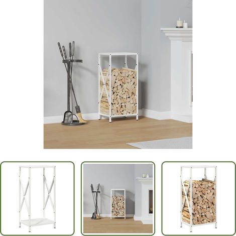 vidaXL Rangement bois - Portant de bois chauffage blanc 34x25x70 cm (1/5)