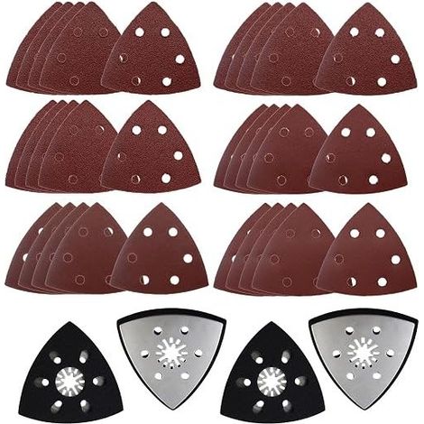 Sanding Plates Multi-Tool Set Sanding Pads Sanding Paper for Sander Triangles Sandpaper Triangular Sandpaper for Wood Plaster Metal Sanding (1/4)