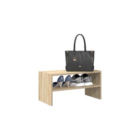 Étagère à chaussures 2 niveaux empilable – Solution Flexible et élégante pour le rangement-Chêne clair (1/5)