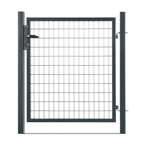 Easycloture – Portillon grillagé 1m00 en acier galvanisé – Maille 100 x 50 mm – Réversible – Serrure intégrée – Pour pose à sceller – Gris anthracite