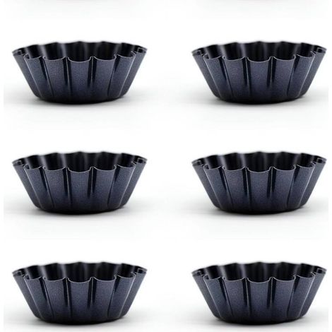 Ce lot de 6 moules à tartelettes aux œufs est réutilisable, durable et antiadhésif. Il convient à la confection de cupcakes, puddings, muffins, desserts, projets de bricolage, etc. (1/4)