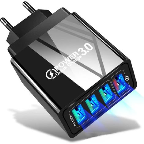 4 Ports Rapide Chargeur USB QC3.0 Connecteur USB Secteur Accéléré Prise Port Mural Adaptateurs de Quick Charge Multiple Universel pour 15 Etc (1/5)
