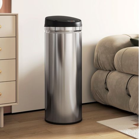 Papelera con sensor 50 L con cierre silencioso Soft-Close en acero inoxidable, plata DESVIAE (1/5)