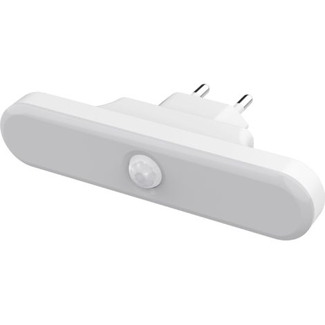 Lampada LED Notturna da Presa 230V con Sensore PIR e Crepuscolare 50lm, Batteria Integrata Li-Ion, Autonomia 3h, 3000K - AlcaPower