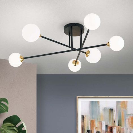 [NEUWERTIG] B-Ware Orion Deckenlampe Snowwhite 6-flammig LED Lampe dimmbar schwarz Ø84cm (1/2)