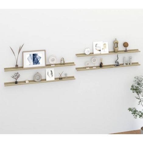 vidaXL Mensole da Parete 4 pz Bianco e Rovere Sonoma 115x9x3 cm