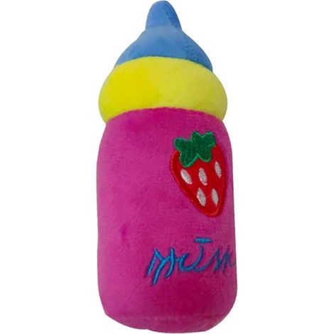 Jouet en peluche pour chien, bouteille de lait résistante aux morsures, soulage l'ennui, animal de compagnie doux qui couine pour l'intérieur et l'extérieur, Rose rouge (1/5)