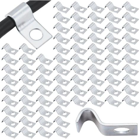 100 colliers de serrage à vis en acier de 6,35 mm (1/4 pouce), colliers de serrage en acier galvanisé, colliers de serrage muraux extérieurs pour câbles (1/5)