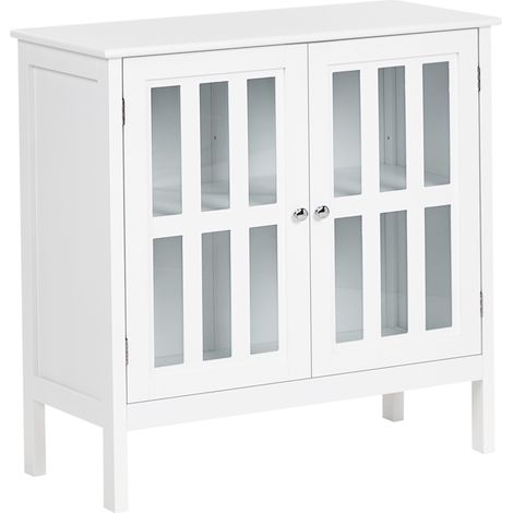 Vitrina mediterránea salón dormitorio aparador 2 puertas tablero MDF blanco Miram