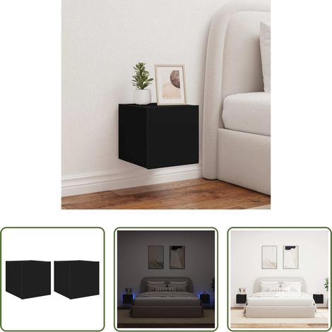 LED-Leuchten - TV-Wandschränke mit LED-Leuchten 2 Stk. Schwarz 30,5x35x30 cm (1/5)