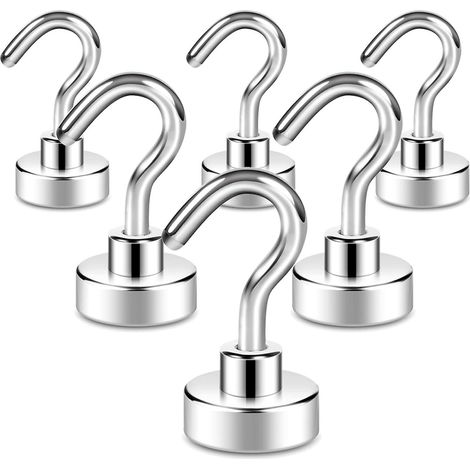 Crochets magnétiques ultra-résistants - Lot de 6, force d'attraction supérieure à 10 kg, aimants puissants pour réfrigérateur, plafond et croisière (1/5)