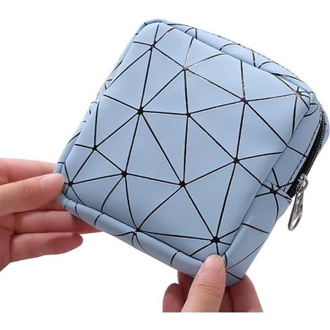 Pochette de rangement pour serviettes hygiéniques Lingge - Bleue, étui portable pour protections féminines, boîte à serviettes périodiques, sac à coupe menstruelle avec zip, idéal pour adolescentes et (1/5)