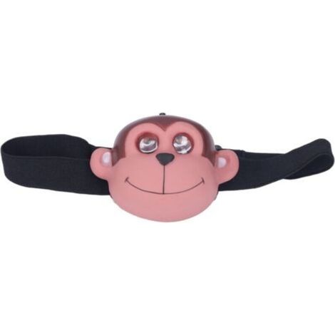 Lampe frontale pour enfants apparence de singe 2 Modes d'éclairage phare LED en plastique léger alimenté par batterie pour les Sports de plein air