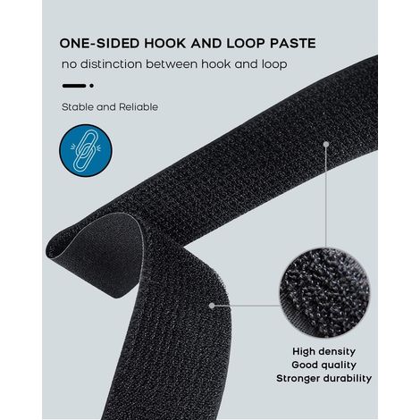MINKUROW 10 Mx 25 Mm Correas De Velcro Reutilizables Para Rascar, Correas De Cable Ajustables Con 50 Hebillas De Plástico, Bridas De Velcro De Nailon Negro Para Cortar Gratis (1/4)