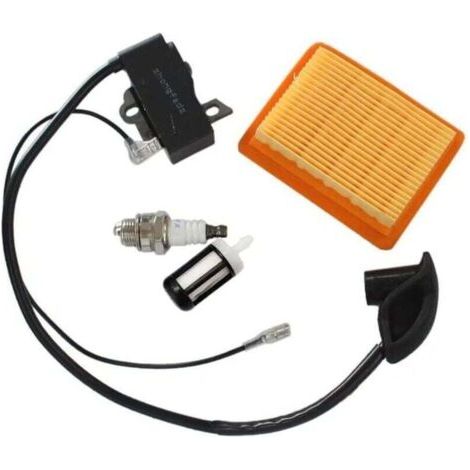 Ignition coil + air filter + spark plug + fuel filter. Fits FS120, FS200, FS250, FS300, FS350, BT120 C, BT121. Replaces 4134 141 0300/4134 400 1301