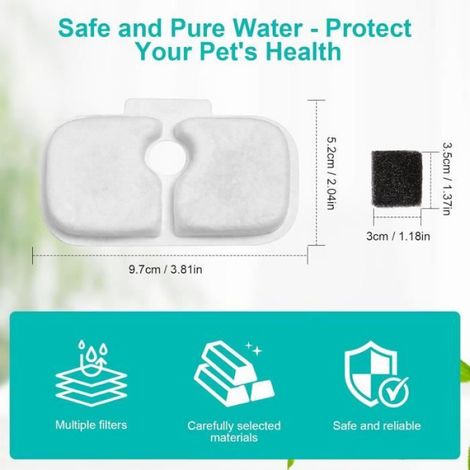 Filtre Fontaine Pour Chat - Charbon Actif Résine Échangeuse D Ions Tissu Non Tissé Éponge De Pompe - Pour Fontaines À Eau Pour Chats - 32 Pièces (1/4)