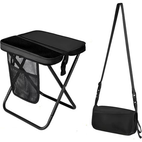 Tabouret de Camping Pliants Portables,Siège de Camping Portable 31cm,Tabouret de Camping Pliable,Mini Chaise Pliante Portable(Noir) (1/5)