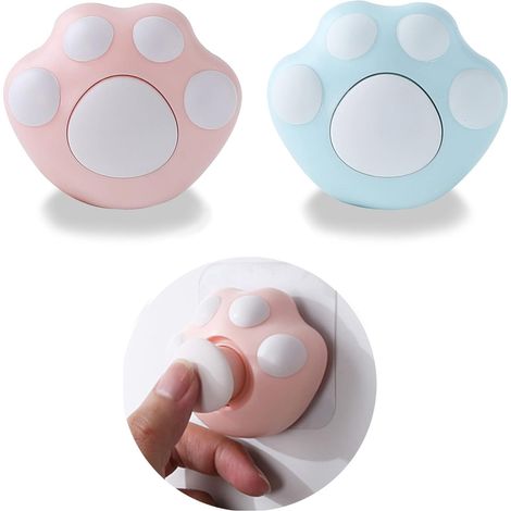 Niedlicher Katzenpfoten-Bademantelhaken und Handtuchhaken aus ABS, multifunktionale große Haken, 2 Stück (Rosa, Himmelblau)