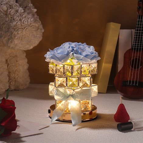Lampe De Nuit En Forme De Rose - Boule Cristal Avec Éclairage LED Réglable 3 Couleurs - Décoration Table Chevet Bureau - 1 Pièce (1/5)