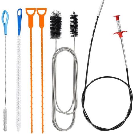6 Pièces Furet Deboucheur Canalisation Avec 5 Brosses Flexibles Et Outil À Griffes 1.6 M Kit De Nettoyage Réutilisable Et Po[RD178] (1/5)