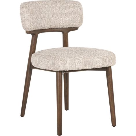 Chaise de salle à manger design bois naturel et tissu beige - Beige naturel bois foncé (1/5)