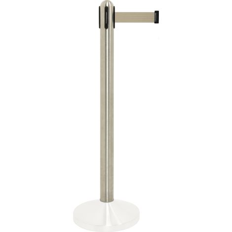 Poteau à corde rétractable grise en nylon - acier inoxydable - 100cm (corde210cm) (socle non inclus) - Securit