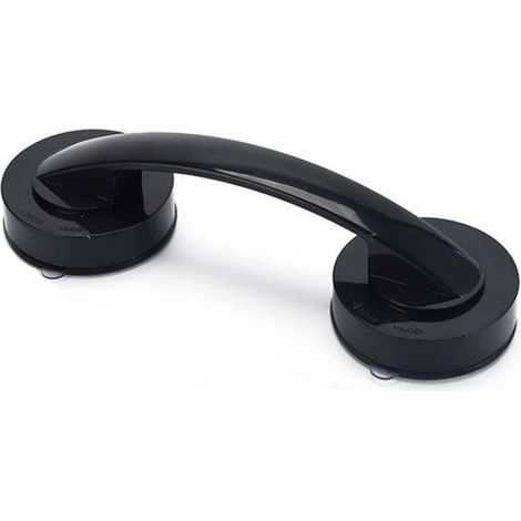 Poignée Avec Ventouse, Noir Rampe de Salle de Bain, Antidérapant Sécurité Etanche et Amovible avec Ventouse Poignée Pour Fenêtre, Porte, Salle de Bain (19 x 6.5 x 5 cm) (1/5)