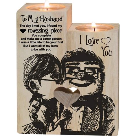 Support de Bougie Familial en Bois, Bougeoir Coeur Artisanal, Lot de Bougies, Cadeau pour Anniversaire et Fête (1/3)