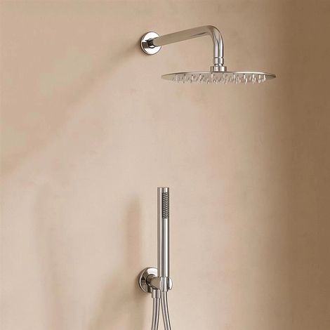 Exagonshop Set doccia soffione e doccetta in acciaio cromo