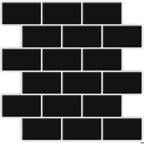 Carrelage adhésif mural - Lilaris - Noir - 30.5x30.5 cm - 4 pièces - Version plus adhésive - Imperméable (1/5)