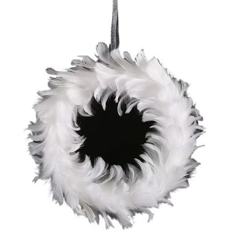 Autre déco murale Cercle de plumes d’ornements d’arbre de Noël - Guirlande de plumes d’Halloween - Cercle de plumes de 30 cm de diamètre (1/2)