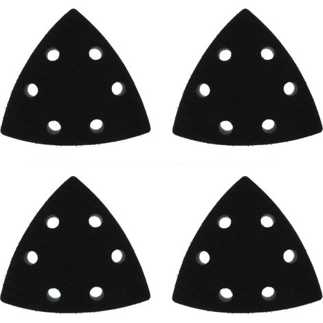 Lot de 4 tampons de polissage pour ponceuse triangulaire 90 x 90 mm, tampons de polissage en éponge souple triangulaire à 6 trous, adaptés à toutes les ponceuses triangulaires standard (1/4)