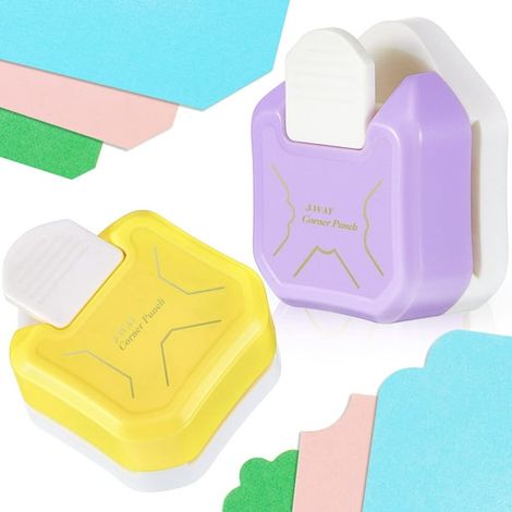 Lot de 2 perforatrices d'angle créatives 3-en-1, coupe-coins à 3 formes, poinçon pour papier, outil de bricolage, scrapbooking, cartes de visite, photos (1/5)