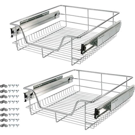 AREBOS Telescopic Drawer 2x 50 cm - silver