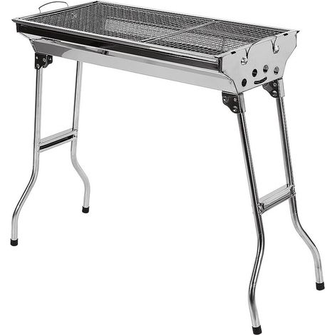 Barbecue pliable au charbon de bois, grille de cuisson en acier inoxydable de grande taille, pour le jardin et le camping. (1/4)