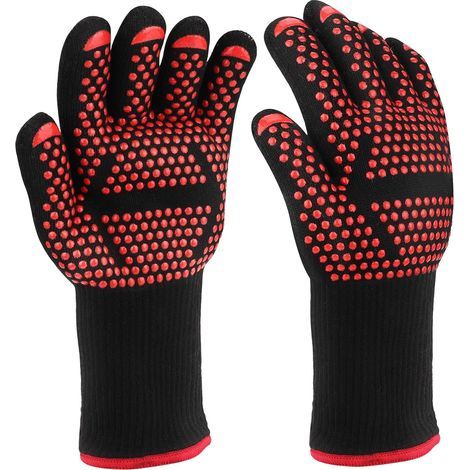 Gants de Barbecue,1 Paire - Gants de Four Anti-Chaleur Jusqu'à 800°C,Gants de Cuisine Résistant à la Chaleur et Antidérapants Gants Maniques Cuisine pour BBQ Grill Four Cuisine et Cheminée (1/5)