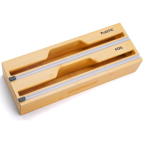 Distributeur et cutter de film étirable, compatible avec les rouleaux de 35 cm de large, organisateur de papier sulfurisé pour film étirable, papier sulfurisé (1/5)