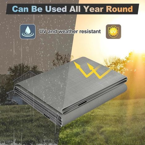 Bâche de Protection en PE 280g/m², 2x3 m, Housse de Protection Étanche pour Bois, avec Œillets Muiti-Usage, Gris (1/4)
