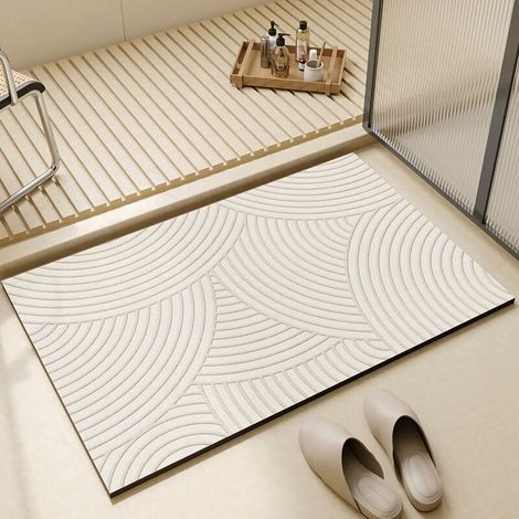 Absorbant Tapis Salle de Bain/Diatomite Microfibre Tapis de Bain/Tapis de sol de salle de bain super absorbant à quatre couches pour Portes de Salle de Bain,Lavable Tapis de Bain (1/5)