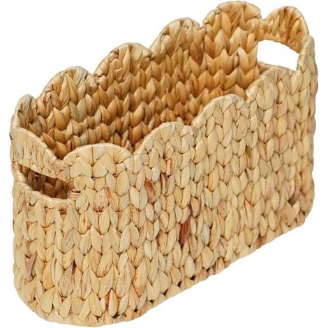 Panier de rangement en papier toilette panier en osier en forme d’éventail pour le rangement et le rangement de la salle de bain, accessoires de décoration en rotin tissé à la main (1/3)