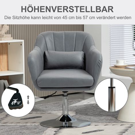 Drehstuhl, Bürostuhl mit Höhenverstellung, Polyester, Metall, 60 x 60 x 79–91 cm, dunkelgrau (1/5)