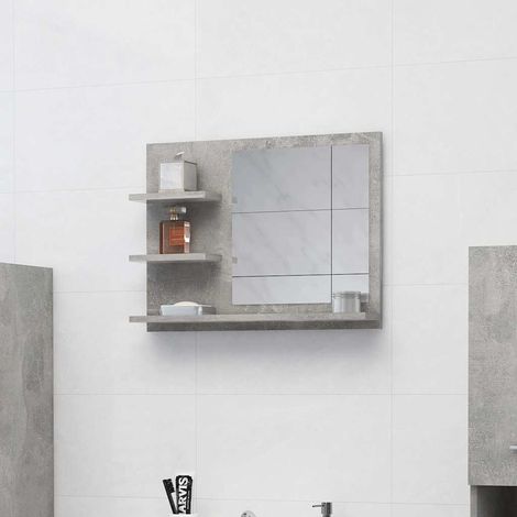 vidaXL Specchio da Bagno Grigio Cemento 60x10,5x45 cm in
