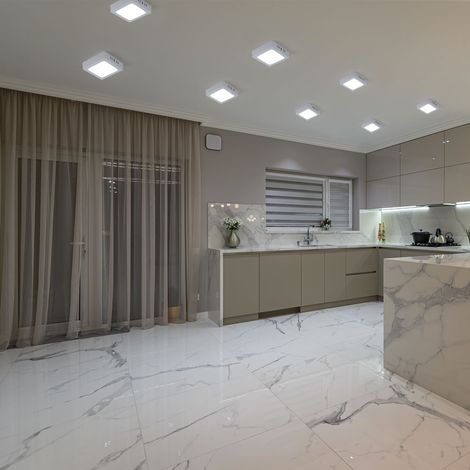 LED Deckenleuchte Wohnzimmerleuchte Flurlampe Aufbau-Panel quadratisch Küchenleuchte, Kunststoff weiß, 6W 660lm 6500K kaltweiß, L 12 cm , 8er Set (1/5)