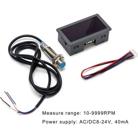 Tachymètre d'Affichage Numérique, Compte-tours numérique 4 à LED chiffres , Panneau de Compteur de Vitesse RPM Capteur NPN d'Effet Interrupteur Proximité
