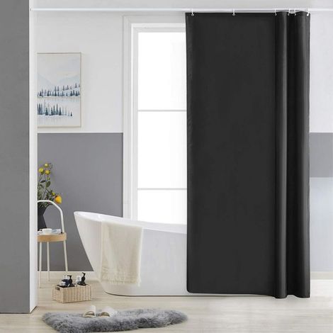Rideau de Douche,Noir(80x180cm),Anti Moisissure,Petit,Tissu Polyester,Imperméable,Rideaux Baignoire Lavable en Machine (1/5)