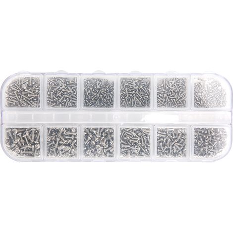 1200Pcs Self Tapping Screw Round Head Cross Silver Black Carbon Steel Fittings M1 M1.2 M1.4 M1.7(1200Pcs Silver Screw Set Box A Type ) (1/5)