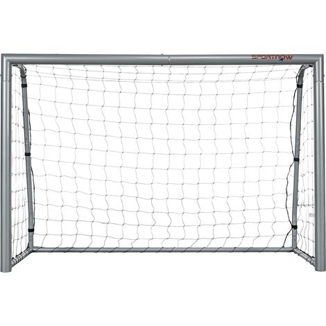 SPORTNOW Rete Calcio 180x120x60 cm Grigia in PE e Metallo con Viti e Picchetti