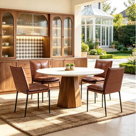 Sillas de comedor, set de 4, con respaldo acolchado, marrón/negro HAVRYA (1/5)